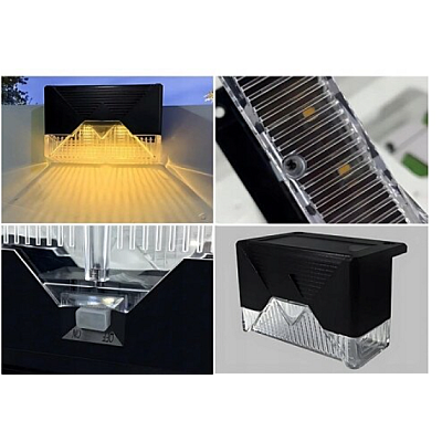 Set 4 Lampi Solare LED pentru scari gard stalpi rezistent la apa senzor de Lumina 8,1 cm x 5 cm x 4,5 cm Lumina Calda