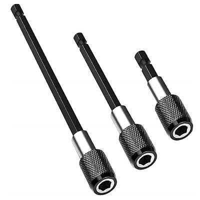 Set 3 prelungitoare pentru surubelnita 60mm 100mm 150mm negru Set 3 prelungitoare pentru surubelnita 60mm 100mm 150mm negru