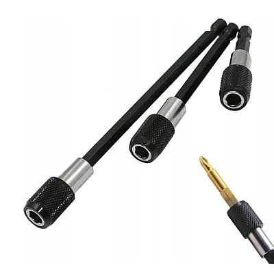 Set 3 prelungitoare pentru surubelnita 60mm 100mm 150mm negru Set 3 prelungitoare pentru surubelnita 60mm 100mm 150mm negru