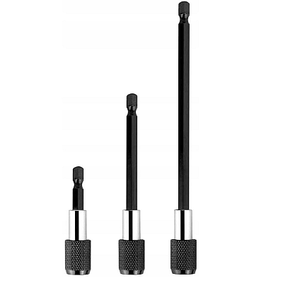 Set 3 prelungitoare pentru surubelnita 60mm 100mm 150mm negru Set 3 prelungitoare pentru surubelnita 60mm 100mm 150mm negru