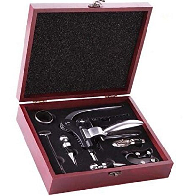Set premium accesorii profesionale pentru vin in cutie de lemn 9 elemente kitul somelierului Set premium accesorii profesionale pentru vin in cutie de lemn 9 elemente kitul somelierului