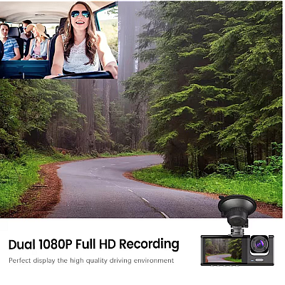 Camera Auto Dvr de Bord Full Hd 1080p Camp Vizual Ultra Larg de 170 grade Ecran Lcd 3 Lentile Camera Auto Dvr de Bord Full Hd 1080p Camp Vizual Ultra Larg de 170 grade Ecran Lcd 3 Lentile