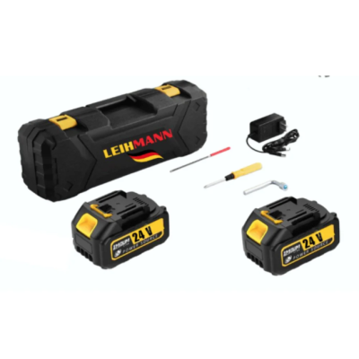 Drujba electrica LEIHMANN lama 30CM cu 2 acumulatori 24V 5AH galben cu negru Drujba electrica LEIHMANN lama 30CM cu 2 acumulatori 24V 5AH galben cu negru