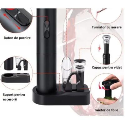 Set Tirbuson electric din 5 piese Incarcare USB multifunctional Set Tirbuson electric din 5 piese Incarcare USB multifunctional