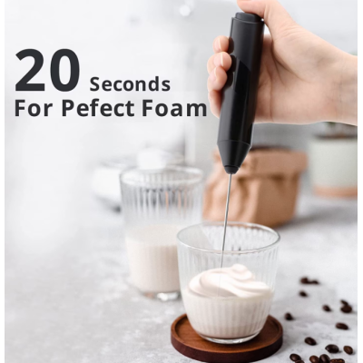 Mixer spuma de lapte negru cu stand vertical ideal pentru cappuccino caffe latte Mixer spuma de lapte negru cu stand vertical ideal pentru cappuccino caffe latte