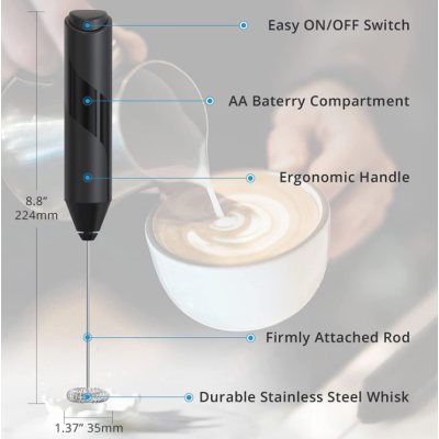 Mixer spuma de lapte negru cu stand vertical ideal pentru cappuccino caffe latte Mixer spuma de lapte negru cu stand vertical ideal pentru cappuccino caffe latte