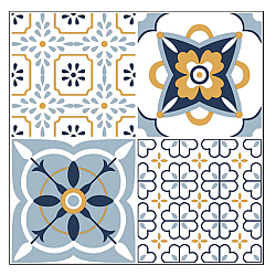 Set 12 placi autocolante din vinil 30 x 30 cm rezistente la apa model FLORAL Multicolor DP0201