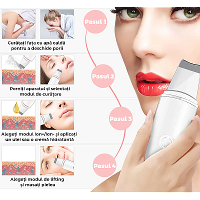Aparat de curatare faciala cu ultrasunete 8815 indepartare puncte negre hidratare peeling masaj facial Aparat de curatare faciala cu ultrasunete 8815 indepartare puncte negre hidratare peeling masaj facial