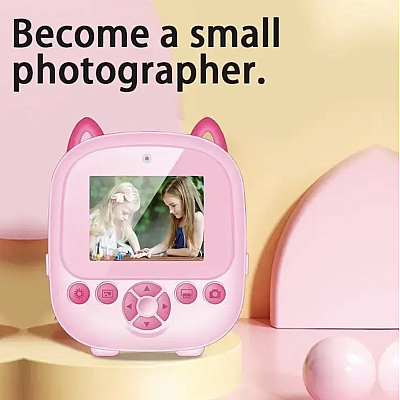 Aparat foto digital pentru copii cu 2 Camere - Spate si Frontala, Imprimare instantanee Aparat foto digital pentru copii cu 2 Camere - Spate si Frontala, Imprimare instantanee