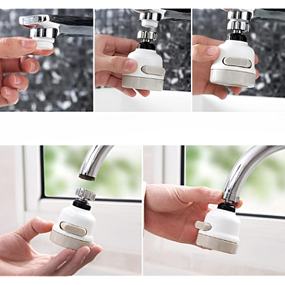 Cap de robinet pentru chiuveta 3 tipuri de jet ABS rotire 360 grade Cap de robinet pentru chiuveta 3 tipuri de jet ABS rotire 360 grade