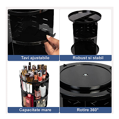 Organizator cosmetice rotativ 360 grade suport ajustabil OFF Organizator cosmetice rotativ 360 grade suport ajustabil OFF