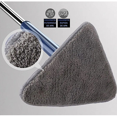 Mop multifunctional pentru suprafete uscate si ude cap triunghiular rotativ Mop multifunctional pentru suprafete uscate si ude cap triunghiular rotativ
