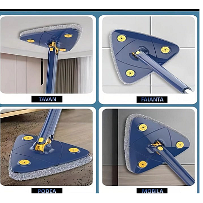 Mop multifunctional pentru suprafete uscate si ude cap triunghiular rotativ Mop multifunctional pentru suprafete uscate si ude cap triunghiular rotativ