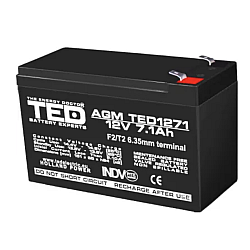 Acumulator 12V Stationar Dimensiuni 151 x 65 x 95 mm Baterie 12V 7.1Ah TED Electric Acumulator 12V Stationar Dimensiuni 151 x 65 x 95 mm Baterie 12V 7.1Ah TED Electric