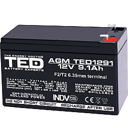 Acumulator 12V Stationar Dimensiuni 151 x 65 x 95 mm Baterie 12V 9.1Ah TED Electric Acumulator 12V Stationar Dimensiuni 151 x 65 x 95 mm Baterie 12V 9.1Ah TED Electric