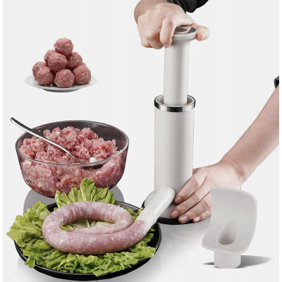 Masina manuala 2 in 1 pentru carnati si chiftele compacta usor de utilizat Masina manuala 2 in 1 pentru carnati si chiftele compacta usor de utilizat