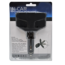 Adaptor priza auto 2 porturi cu USB 100W Olesson 1652 Adaptor priza auto 2 porturi cu USB 100W Olesson 1652