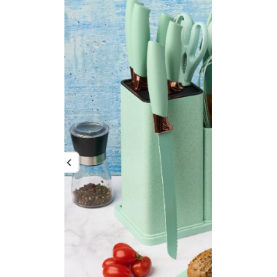 Set ustensile VERDE MENTA bucatarie 19 piese silicon alimentar cutite tocator termorezistente antiaderente suport blat VERDE MENTA Set ustensile VERDE MENTA bucatarie 19 piese silicon alimentar cutite tocator termorezistente antiaderente suport blat VERDE MENTA