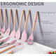Set ustensile ROZ bucatarie 19 piese silicon alimentar cutite tocator termorezistente antiaderente suport blat ROZ Set ustensile ROZ bucatarie 19 piese silicon alimentar cutite tocator termorezistente antiaderente suport blat ROZ