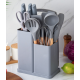 Set ustensile GRI bucatarie 19 piese silicon alimentar cutite tocator termorezistente antiaderente suport blat GRI Set ustensile GRI bucatarie 19 piese silicon alimentar cutite tocator termorezistente antiaderente suport blat GRI