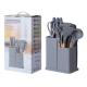 Set ustensile GRI bucatarie 19 piese silicon alimentar cutite tocator termorezistente antiaderente suport blat GRI Set ustensile GRI bucatarie 19 piese silicon alimentar cutite tocator termorezistente antiaderente suport blat GRI
