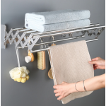 Suport pliabil pentru prosoape inox 7 bare 5 carlige Suport pliabil pentru prosoape inox 7 bare 5 carlige