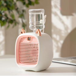 Ventilator portabil de birou cu incarcare USB si umidificare urechi pisica Ventilator portabil de birou cu incarcare USB si umidificare urechi pisica