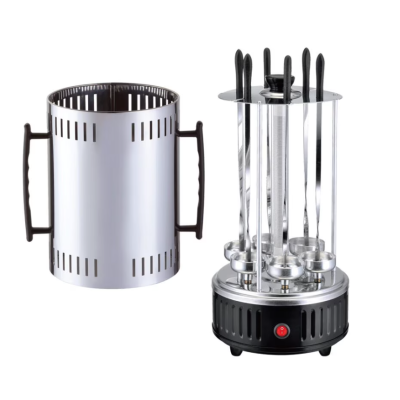 Gratar electric vertical 1500W cu 8 gauri 16 8 cupe ulei DSP frigarui detasabile carcasa de protectie Gratar electric vertical 1500W cu 8 gauri 16 8 cupe ulei DSP frigarui detasabile carcasa de protectie