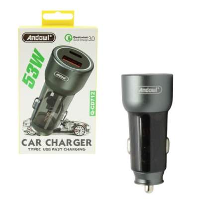 Incarcator auto QCD712 putere 53W 1 USB A  + 1 USB C Incarcator auto QCD712 putere 53W 1 USB A  + 1 USB C