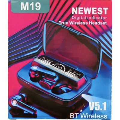 Casti wireless M19 cu cutie de incarcare si afisaj digital Compatibilitate universala bluetooth Casti wireless M19 cu cutie de incarcare si afisaj digital Compatibilitate universala bluetooth