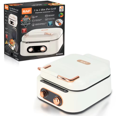 Gratar electric multifuncțional 7 in 1 Hot Pot Grill 1500W capac sticla design elegant LEE 804