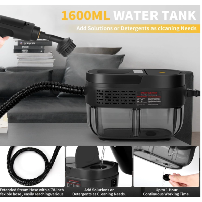 Aparat de curatat cu abur G068 maner reglabil pe 3 nivele rezervor 1600 ml pentru Igienizare degresare si spalare multisuprafete