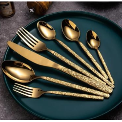 UB Set de 24 piese tacamuri in stil portughez- culoare auriu cu model