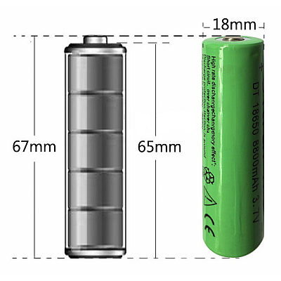 Set 2 Acumulatori VERZI Li-Ion tip 18650 , 5000mAh, 3.7V, terminal cu varf