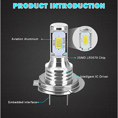 Set 2 becuri LED AUTO H7 3570 XL de ceata putere 80W temperatura 6000-6500K