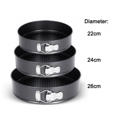 Set 3 tavi de tort cu dimensiuni diferite si fund detasabil 22-24-26 Set 3 tavi de tort cu dimensiuni diferite si fund detasabil 22-24-26