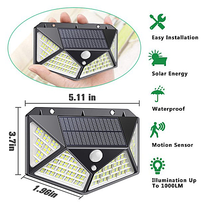 Set 2 Lampi MAX 162 LED 20W Solare cu senzor de miscare si lumina 3 moduri ILUMINARE