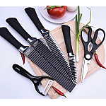 Set 4 cutite bucatarie  NEGRU cu foarfeca si decojitor COOKSTYLE