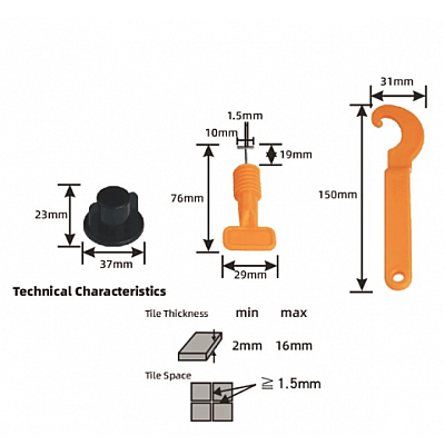 Set 50 tije refolosibile 1.5 mm sistem nivelare gresieifaianta sau placi ceramice