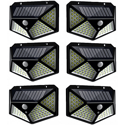 Set 6 Lampi Solare ULTRA 100 LED cu Senzor de Miscare si Lumina 3 Moduri ILUMINARE