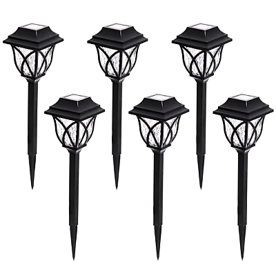 Set 6X Lampi solare pentru gradina tip felinar, negru