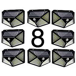 Set 8 Lampi ULTRA 100 LED Solare cu senzor de miscare si lumina 3 moduri ILUMINARE 