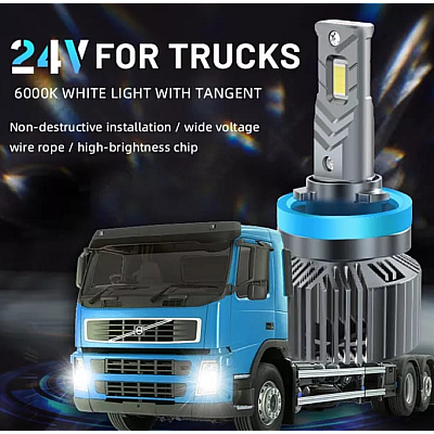 Set de 2 becuri led auto V68 H7 pentru camion 24V putere 45W temperatura 6000K