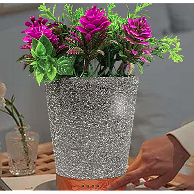 Umidificator aromaterapie in forma de ghiveci cu flori 7 culori programabil oprire automata