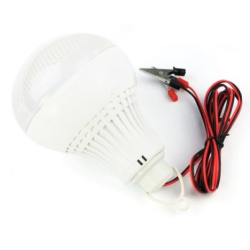  Bec LED 7W 12V Cablu si Clesti Baterie Auto Glob Mat Plastic