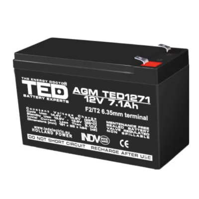 Acumulator 12V Stationar Dimensiuni 151 x 65 x 95 mm Baterie 12V 7.1Ah TED Electric