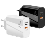Adaptor Alimentare NEGRU 1 USB + 1 USB C 65W Incarcator Rapid si Cablu Iphone