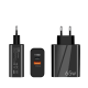 Adaptor Alimentare NEGRU 1 USB + 1 USB C 65W Incarcator Rapid si Cablu Iphone