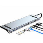 Adaptor Hub Multiport 11 in 1 USB C Docking Station pentru Laptop Q HU990