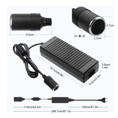 Adaptor priza Auto cu Bricheta 240V-12V/10A 120W Negru